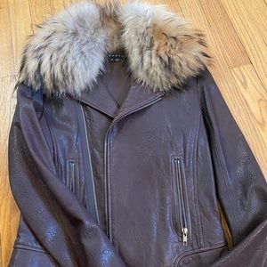 super sale🎉💝Theory leather jacket with Fox fur.